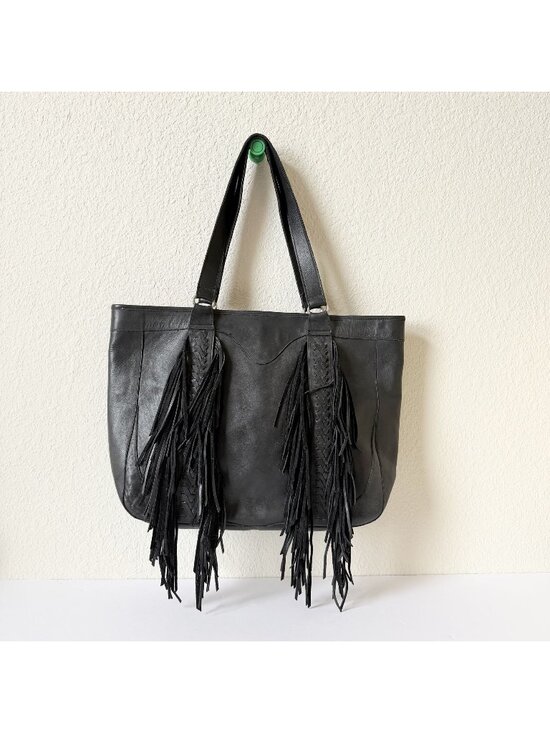 Lane boots Handbags - NEW Lane Boots Western Fringe Purse Womens Black Leather Large Tote Shoulder Bag